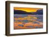 Greenland. Scoresby Sund. Gasefjord. Sunset with icebergs and brash ice.-Inger Hogstrom-Framed Photographic Print