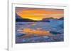 Greenland, Scoresby Sund, Gasefjord. Sunset with icebergs and brash ice.-Inger Hogstrom-Framed Photographic Print