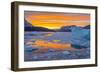 Greenland, Scoresby Sund, Gasefjord. Sunset with icebergs and brash ice.-Inger Hogstrom-Framed Photographic Print