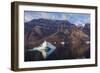 Greenland. Scoresby Sund. Milne Land. Small icebergs and rocky mountains.-Inger Hogstrom-Framed Photographic Print