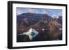 Greenland. Scoresby Sund. Milne Land. Small icebergs and rocky mountains.-Inger Hogstrom-Framed Photographic Print