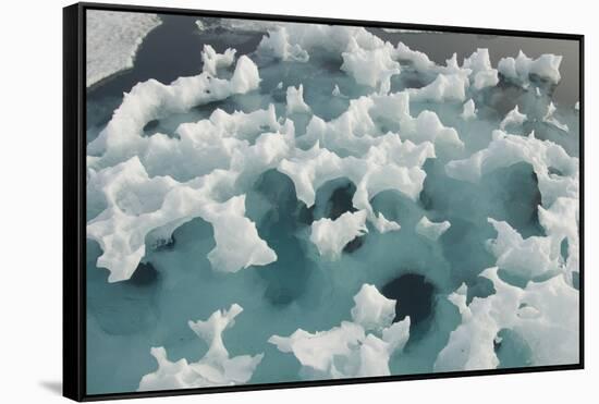 Greenland Sea, Norway, Spitsbergen. Blue Glacial Iceberg in Summer-Steve Kazlowski-Framed Stretched Canvas