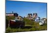 Greenland. Sisimiut. Fishing boats and colorful houses.-Inger Hogstrom-Mounted Photographic Print