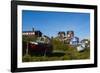 Greenland. Sisimiut. Fishing boats and colorful houses.-Inger Hogstrom-Framed Photographic Print