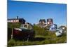 Greenland. Sisimiut. Fishing boats and colorful houses.-Inger Hogstrom-Mounted Photographic Print