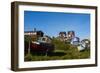 Greenland. Sisimiut. Fishing boats and colorful houses.-Inger Hogstrom-Framed Photographic Print