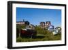 Greenland. Sisimiut. Fishing boats and colorful houses.-Inger Hogstrom-Framed Photographic Print