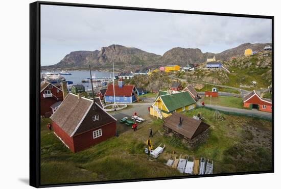Greenland. Sisimiut. History museum from above.-Inger Hogstrom-Framed Stretched Canvas