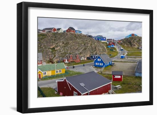 Greenland. Sisimiut. Quaint and colorful Sisimiut.-Inger Hogstrom-Framed Photographic Print