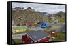 Greenland. Sisimiut. Quaint and colorful Sisimiut.-Inger Hogstrom-Framed Stretched Canvas
