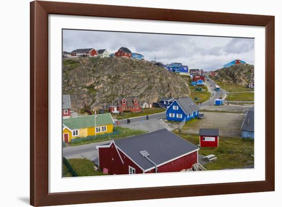 Greenland. Sisimiut. Quaint and colorful Sisimiut.-Inger Hogstrom-Framed Photographic Print
