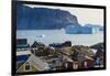 Greenland. Uummannaq. Colorful houses dot the rocky landscape.-Inger Hogstrom-Framed Photographic Print