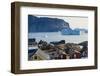 Greenland. Uummannaq. Colorful houses dot the rocky landscape.-Inger Hogstrom-Framed Photographic Print