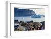 Greenland. Uummannaq. Colorful houses dot the rocky landscape.-Inger Hogstrom-Framed Photographic Print