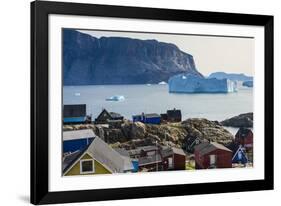 Greenland. Uummannaq. Colorful houses dot the rocky landscape.-Inger Hogstrom-Framed Photographic Print