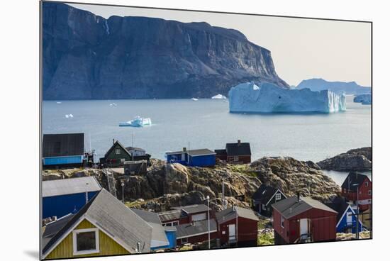 Greenland. Uummannaq. Colorful houses dot the rocky landscape.-Inger Hogstrom-Mounted Photographic Print