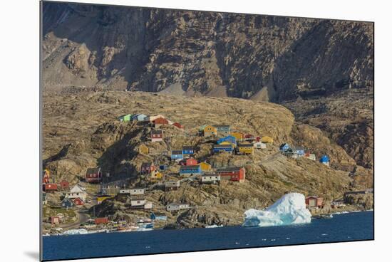 Greenland. Uummannaq. Colorful houses dot the rocky landscape.-Inger Hogstrom-Mounted Photographic Print