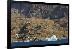 Greenland. Uummannaq. Colorful houses dot the rocky landscape.-Inger Hogstrom-Framed Photographic Print