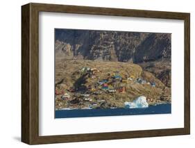 Greenland. Uummannaq. Colorful houses dot the rocky landscape.-Inger Hogstrom-Framed Photographic Print