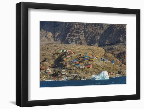 Greenland. Uummannaq. Colorful houses dot the rocky landscape.-Inger Hogstrom-Framed Photographic Print