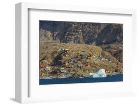 Greenland. Uummannaq. Colorful houses dot the rocky landscape.-Inger Hogstrom-Framed Photographic Print