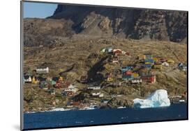 Greenland, Uummannaq. Colorful houses dot the rocky landscape.-Inger Hogstrom-Mounted Photographic Print