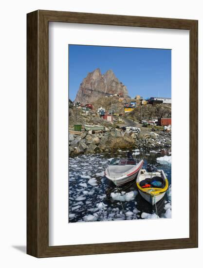 Greenland. Uummannaq. Ice fills the harbor.-Inger Hogstrom-Framed Photographic Print