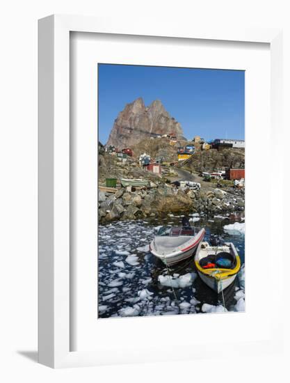 Greenland. Uummannaq. Ice fills the harbor.-Inger Hogstrom-Framed Photographic Print