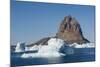 Greenland. Uummannaq. Uummannaq mountain and iceberg.-Inger Hogstrom-Mounted Photographic Print