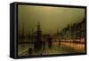 Greenock Dock by Moonlight-Grimshaw-Framed Stretched Canvas