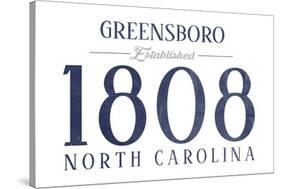 Greensboro, North Carolina - Established Date (Blue)-Lantern Press-Stretched Canvas