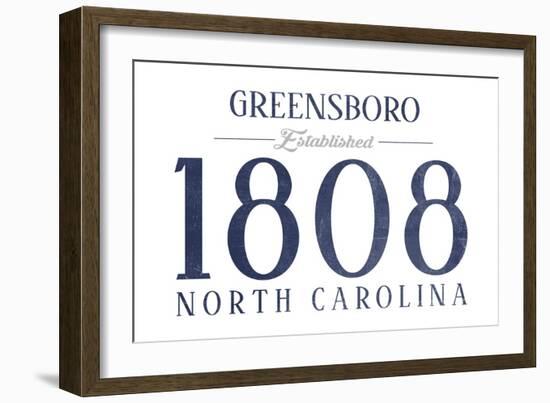 Greensboro, North Carolina - Established Date (Blue)-Lantern Press-Framed Art Print