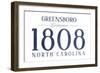 Greensboro, North Carolina - Established Date (Blue)-Lantern Press-Framed Art Print