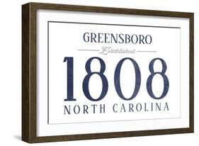 Greensboro, North Carolina - Established Date (Blue)-Lantern Press-Framed Art Print