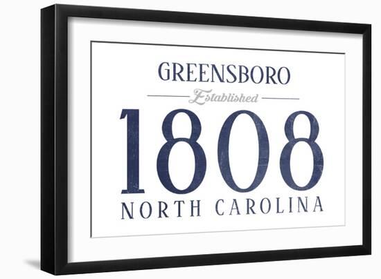 Greensboro, North Carolina - Established Date (Blue)-Lantern Press-Framed Art Print