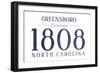 Greensboro, North Carolina - Established Date (Blue)-Lantern Press-Framed Art Print