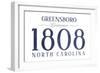 Greensboro, North Carolina - Established Date (Blue)-Lantern Press-Framed Art Print