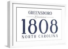 Greensboro, North Carolina - Established Date (Blue)-Lantern Press-Framed Art Print