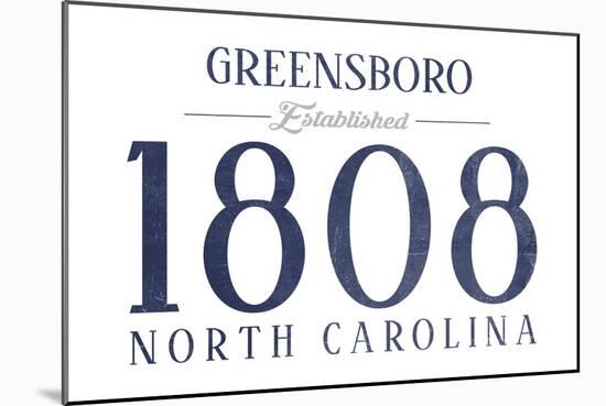 Greensboro, North Carolina - Established Date (Blue)-Lantern Press-Mounted Art Print