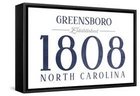 Greensboro, North Carolina - Established Date (Blue)-Lantern Press-Framed Stretched Canvas
