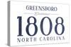 Greensboro, North Carolina - Established Date (Blue)-Lantern Press-Stretched Canvas