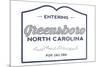 Greensboro, North Carolina - Now Entering (Blue)-Lantern Press-Mounted Premium Giclee Print