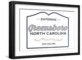 Greensboro, North Carolina - Now Entering (Blue)-Lantern Press-Framed Art Print