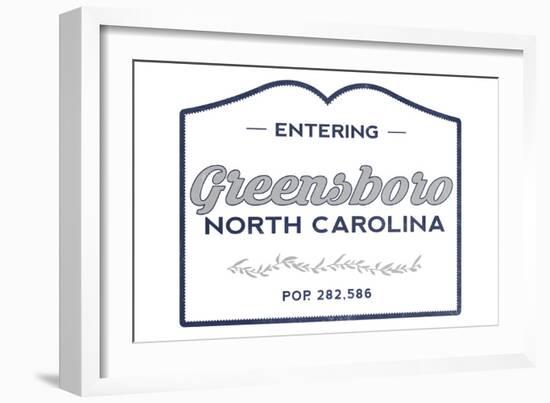 Greensboro, North Carolina - Now Entering (Blue)-Lantern Press-Framed Art Print