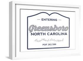 Greensboro, North Carolina - Now Entering (Blue)-Lantern Press-Framed Art Print