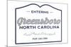 Greensboro, North Carolina - Now Entering (Blue)-Lantern Press-Mounted Art Print