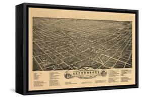 Greensboro, North Carolina - Panoramic Map-Lantern Press-Framed Stretched Canvas