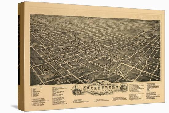 Greensboro, North Carolina - Panoramic Map-Lantern Press-Stretched Canvas