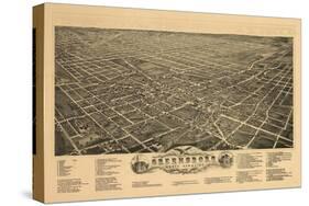 Greensboro, North Carolina - Panoramic Map-Lantern Press-Stretched Canvas