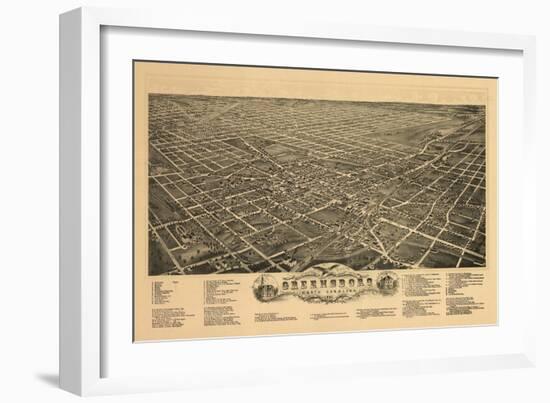 Greensboro, North Carolina - Panoramic Map-Lantern Press-Framed Art Print